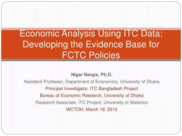economic analysis using itc data developing the evidence base for fctc policies