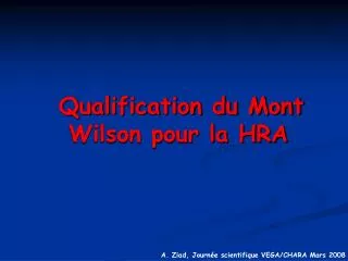 Qualification du Mont Wilson pour la HRA