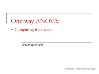 One-way ANOVA: - Comparing the means