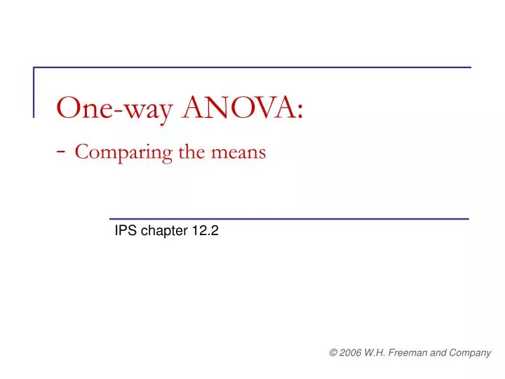 one way anova comparing the means
