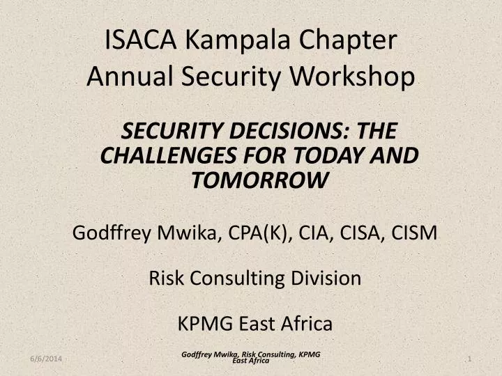 isaca kampala chapter annual security workshop