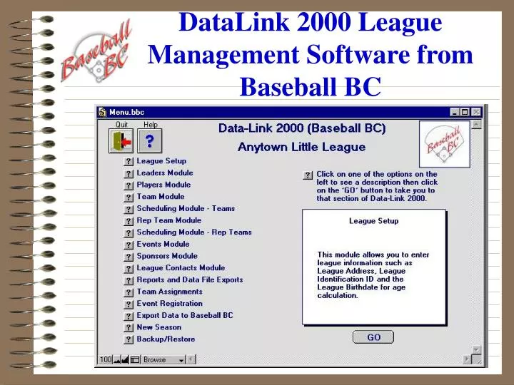 datalink 2000 league management software from baseball bc