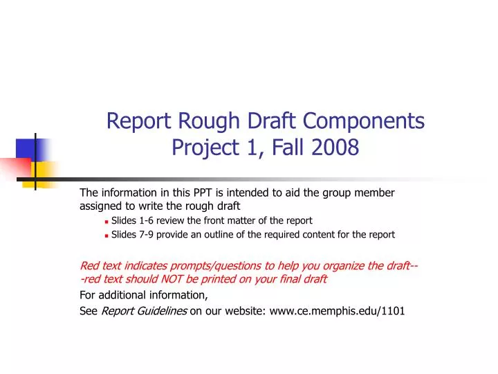 report rough draft components project 1 fall 2008