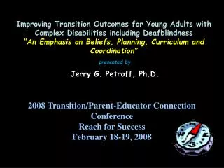 Improving Transition Outcomes for Young Adults with Complex Disabilities including Deafblindness