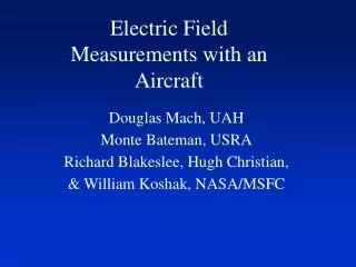 Electric Field Measurements with an Aircraft