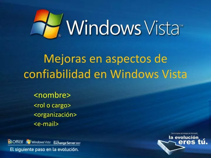 mejoras en aspectos de confiabilidad en windows vista
