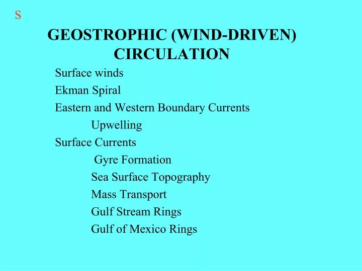 geostrophic wind driven circulation