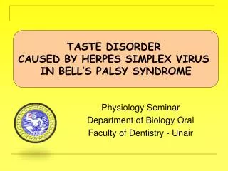 Physiology Seminar Department of Biology Oral Faculty of Dentistry - Unair