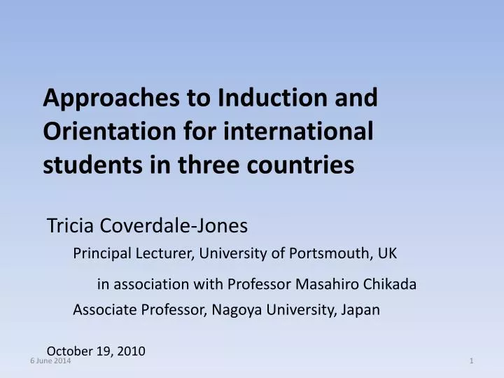 approaches to induction and orientation for international students in three countries