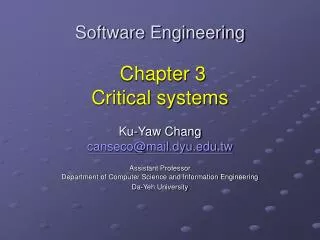 Software Engineering Chapter 3 Critical systems