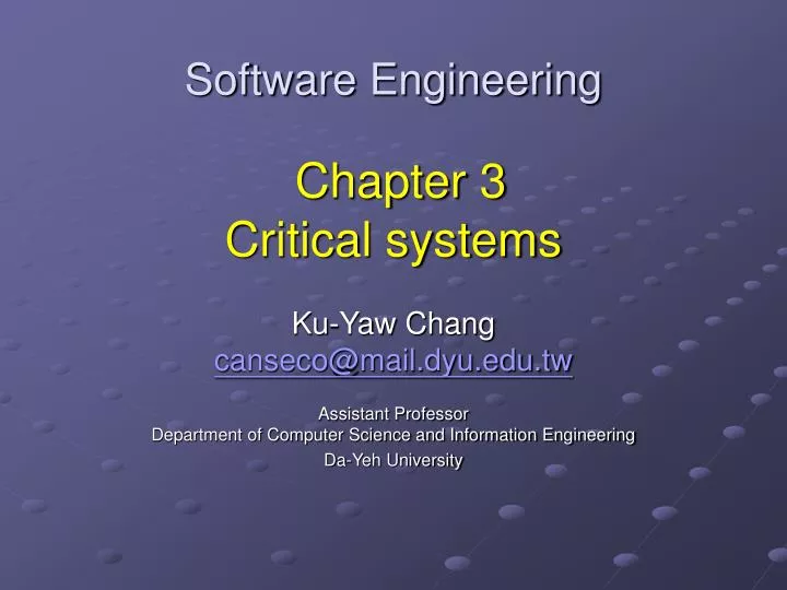 software engineering chapter 3 critical systems