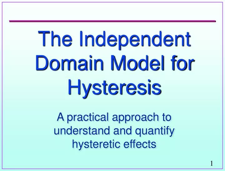 the independent domain model for hysteresis