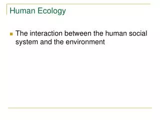 Human Ecology