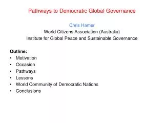 Pathways to Democratic Global Governance