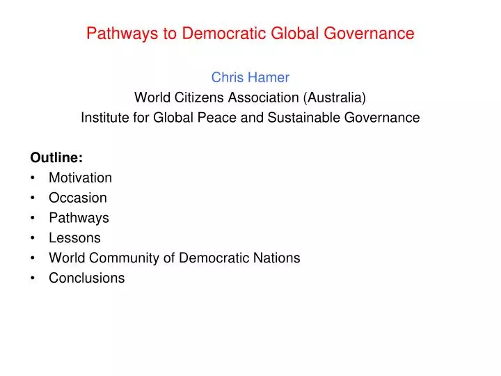 pathways to democratic global governance