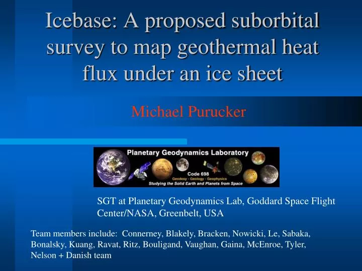 icebase a proposed suborbital survey to map geothermal heat flux under an ice sheet