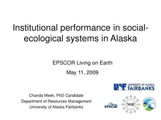 Institutional performance in social-ecological systems in Alaska