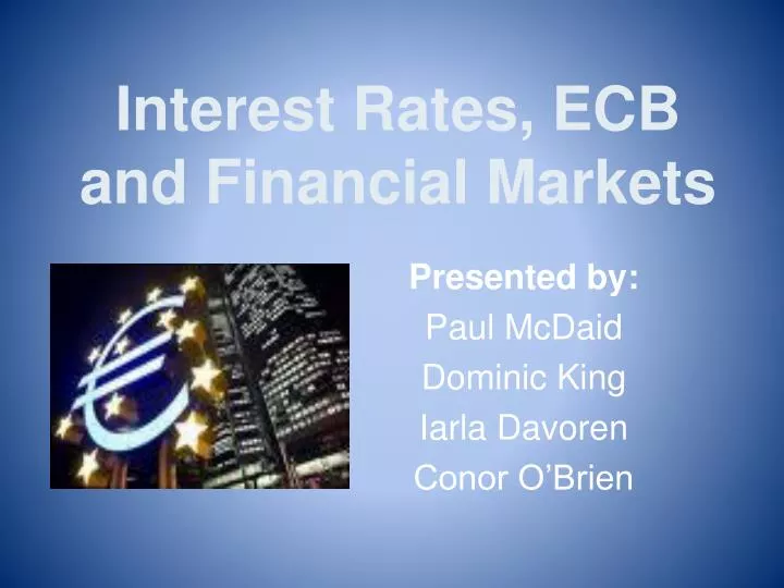 interest rates ecb and financial markets