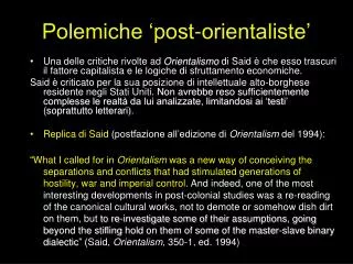 polemiche post orientaliste