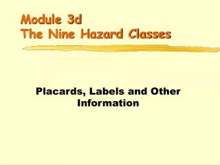 Module 3d The Nine Hazard Classes