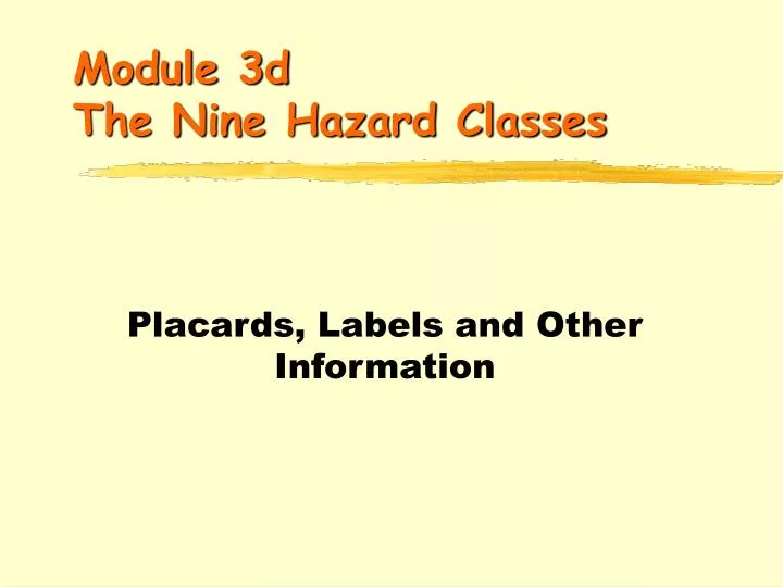 module 3d the nine hazard classes