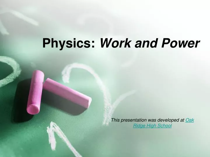 physics work and power
