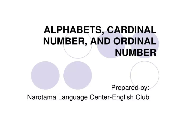 alphabets cardinal number and ordinal number
