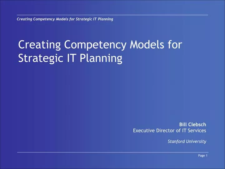 creating competency models for strategic it planning