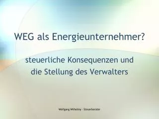 WEG als Energieunternehmer?