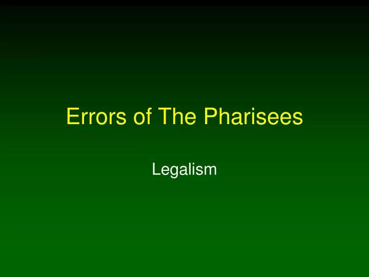 errors of the pharisees