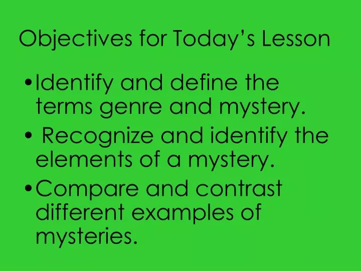 objectives for today s lesson