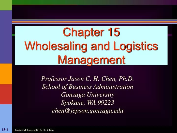 chapter 15 wholesaling and logistics management