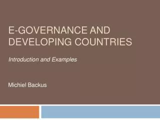 E-Governance and Developing Countries