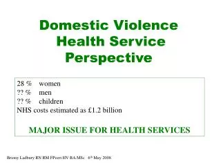 Domestic Violence Health Service Perspective
