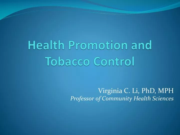 health promotion and tobacco control