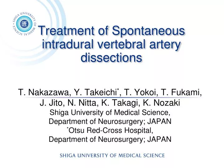 treatment of spontaneous intradural vertebral artery dissections