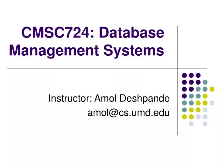 cmsc724 database management systems