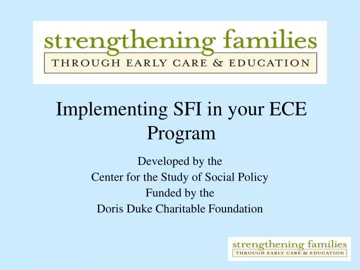 implementing sfi in your ece program