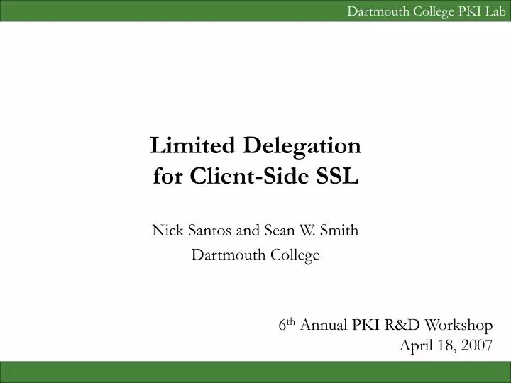 limited delegation for client side ssl