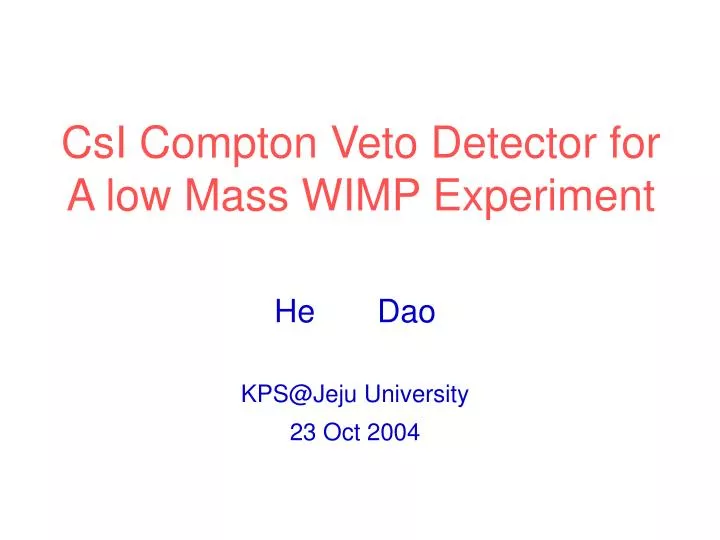 csi compton veto detector for a low mass wimp experiment