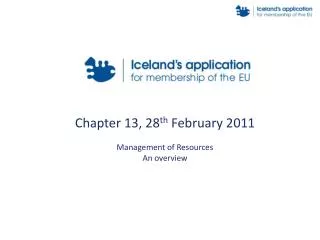 Chapter 13, 28 th February 2011 Management of Resources An overview