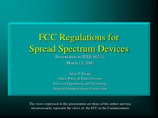 FCC Regulations for Spread Spectrum Devices