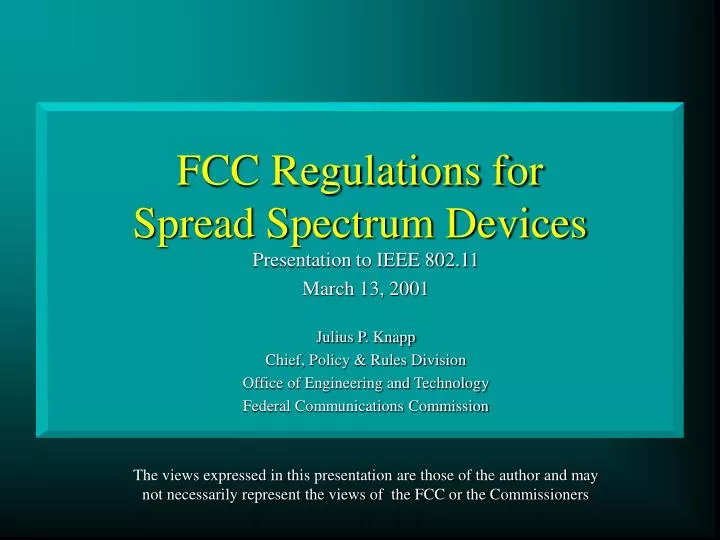 fcc regulations for spread spectrum devices