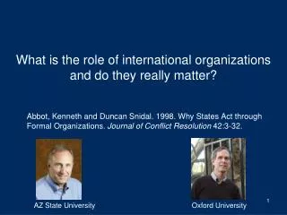 What is the role of international organizations and do they really matter?