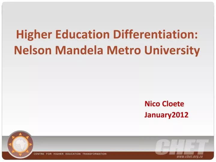 higher education differentiation nelson mandela metro university