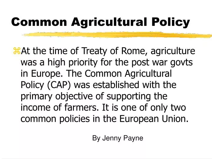 common agricultural policy