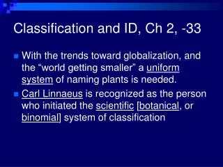 Classification and ID, Ch 2, -33
