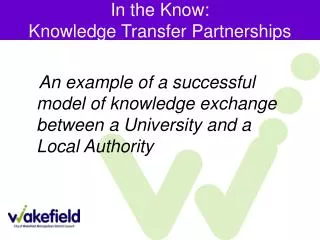 An example of a successful model of knowledge exchange between a University and a Local Authority