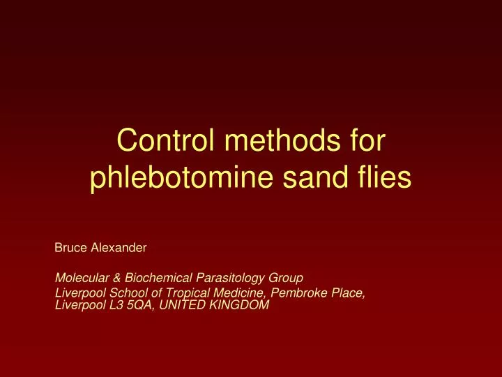 control methods for phlebotomine sand flies