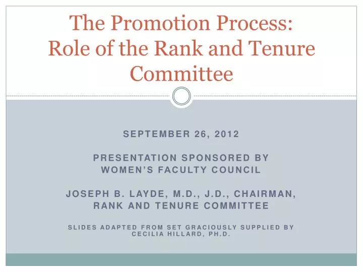 the promotion process role of the rank and tenure committee